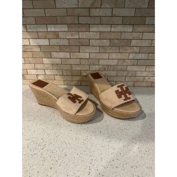 Tory Burch Weston Wedge Slide Canvas shoes - Picture 1 of 6